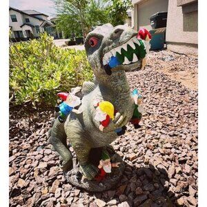 Garden Gnomes Statues Yard Decorations Outdoor Garden Decor, 14” Dinosaur Gnomes